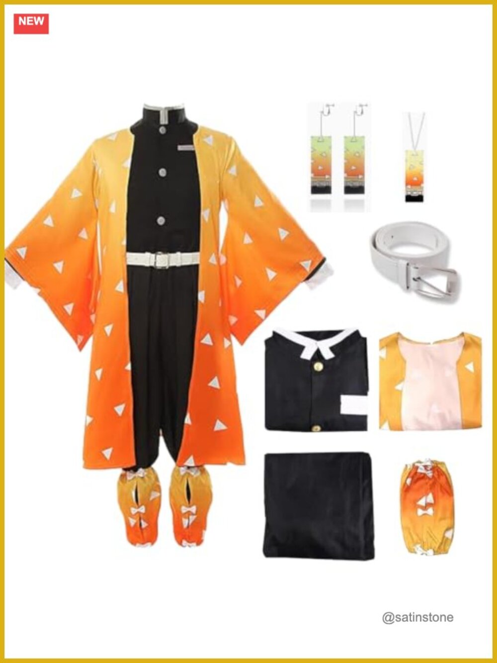 Anime Cosplay Kimono Costume Set with Cloak Necklace Earrings 7 Pcs